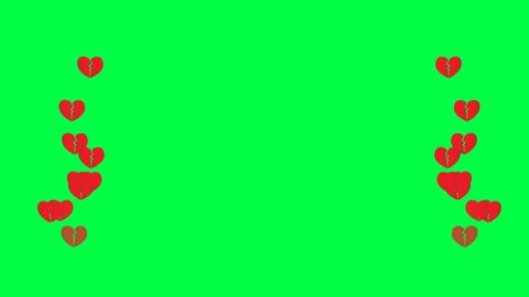 4K Social media Live style animated broken red Heart on a green Screen 60 FPS. Broken red heart cry animation.