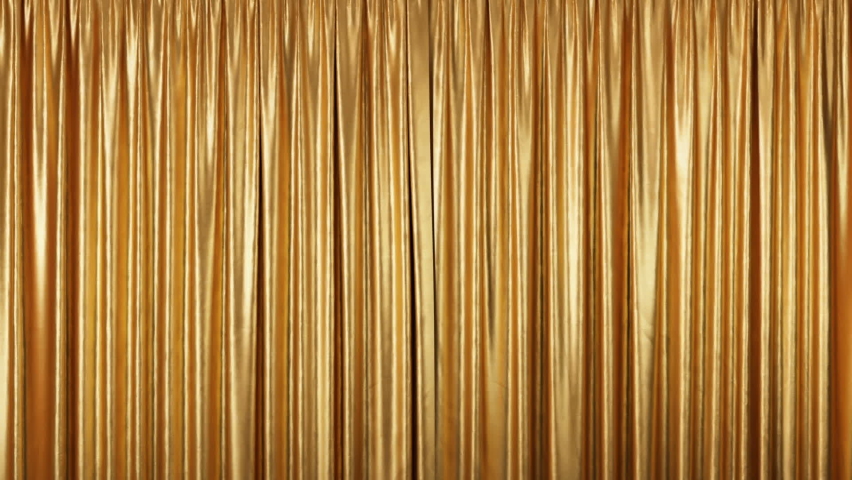 Golden theater curtains in motion. Opening and closing curtains with green chroma key Royalty-Free Stock Footage #1064126638