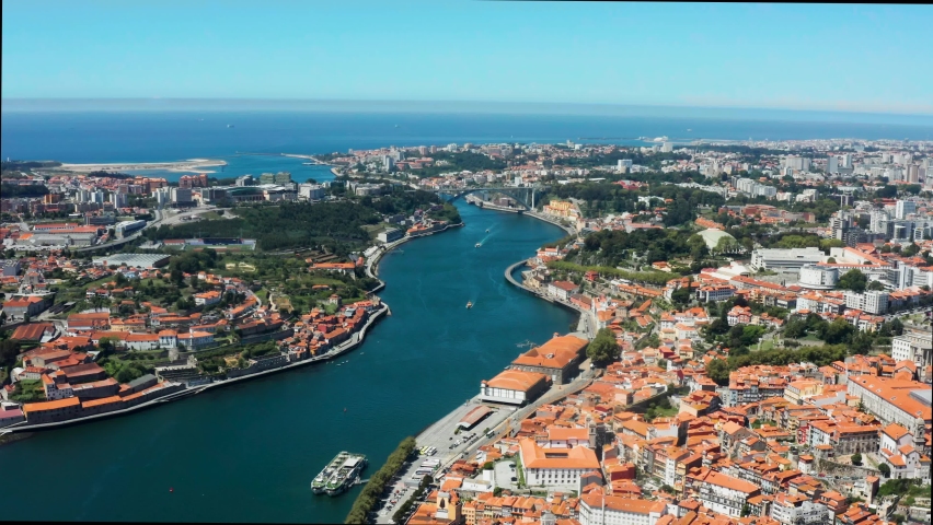 Aerial shot of amazing Porto in Portugal Royalty-Free Stock Footage #1064128261
