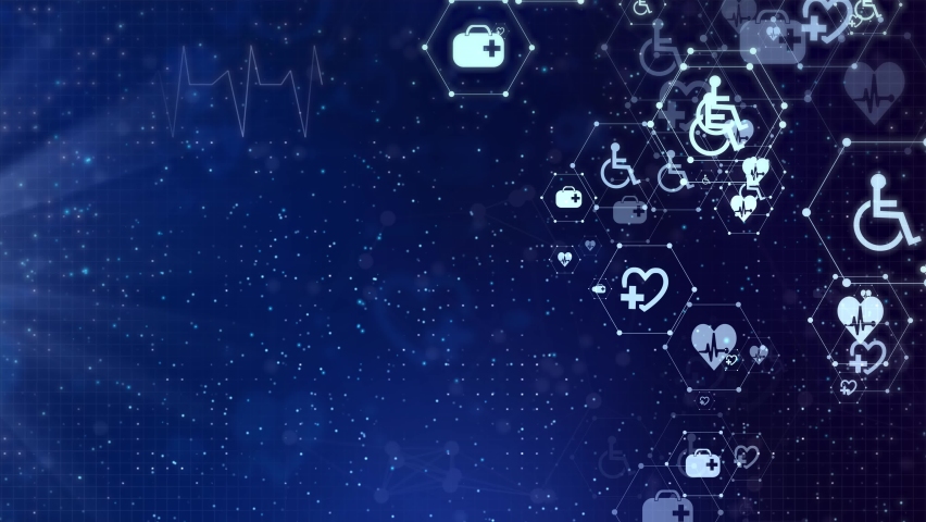 medical health care icon element interactive design innovation concept background. Technology hexagons structure molecular connect. health care and science icon pattern medical innovation Royalty-Free Stock Footage #1064132239