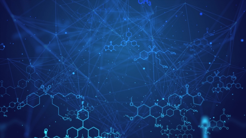 Blue futuristic chemical structural formulas Health care and science Medical innovation loop background design. Geometric abstract background with hexagons. Medicine, science and technology. | Shutterstock HD Video #1064132263