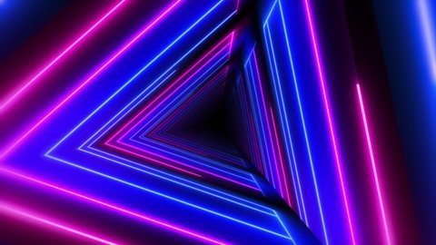 Abstract background flight through neon light digital tunnel loop