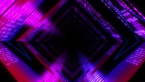 Abstract background flight through neon light digital tunnel loop