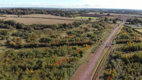 Train Coventry Kenilworth HS2 Ground Works Aerial Landscape View Colour Graded