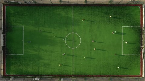 Istanbul, Turkey. Aerial view of local football stadium. High quality 4k footage