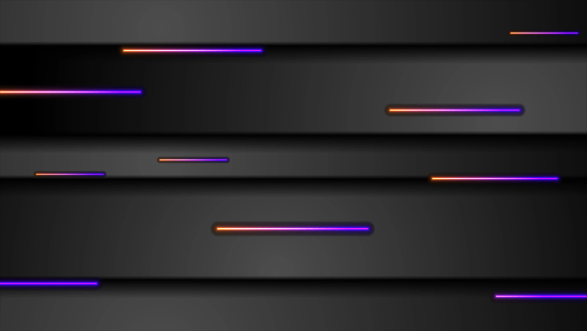 Black tech abstract motion background with violet orange neon laser lines. Seamless looping. Video animation Ultra HD 4K 3840x2160 | Shutterstock HD Video #1064192683