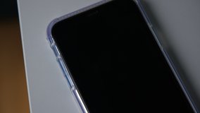 Close up Smartphone display on white table