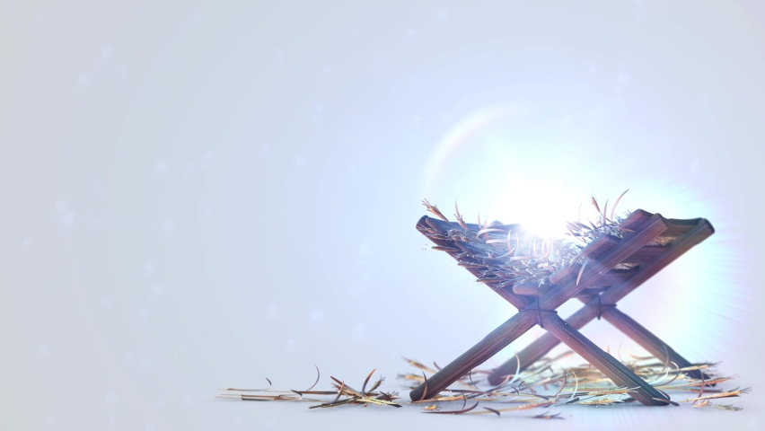 Nativity of Jesus Scene with twinkling stars of Bethlehem with sparkling advent Christmas story