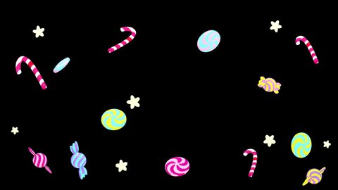 Looped Falling Candies On Black Background Stock Footage Video (100%