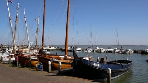 Volendam, the Netherlands - april 22 2020: Ships in port