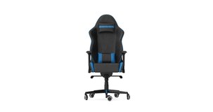 4k Resolution Video: Professional Modern Black and Blue Computer Gaming Armchair. 3d Rendering Seamless Looped Rotating on a white background with alpha matte