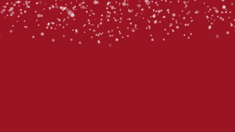 Happy New Year, Merry Christmas, Holiday, Winter, Snowflake, Snow. White confetti snowflakes on the Red loop 4k 3D background. 