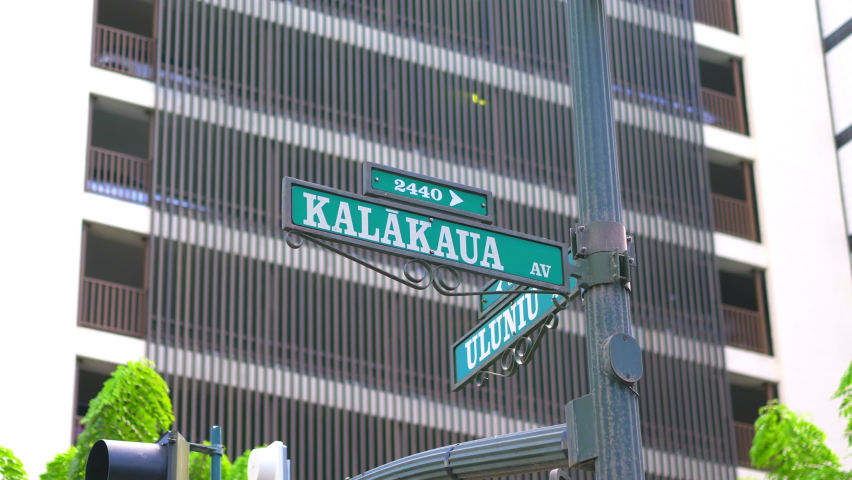 Honolulu Hawaii street sign in 4k slow motion 60fps
