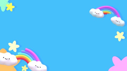 Looped cute clouds with rainbows and stars animation.