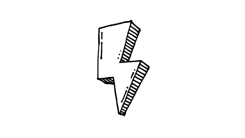 lightning bolt hand drawn icon.