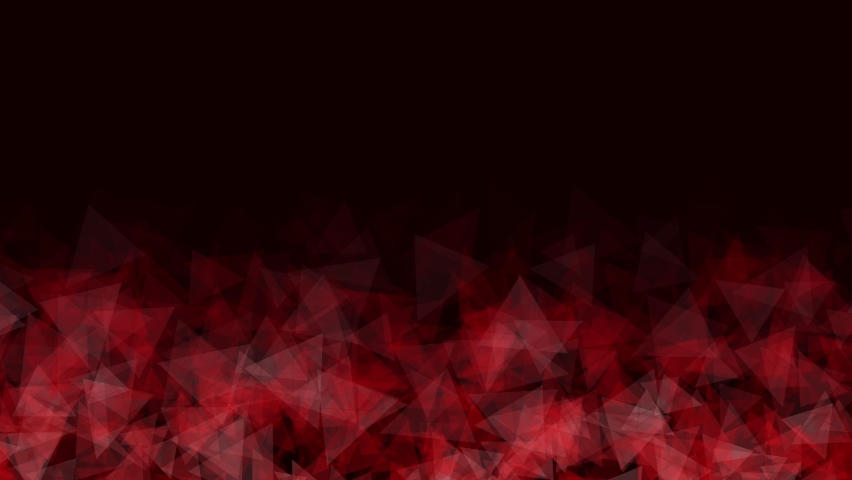Dynamic pattern background of red and white polygons which together look like fire turn at the bottom in chaotic manner on dark background. Backdrop vibrant concept with copy space
