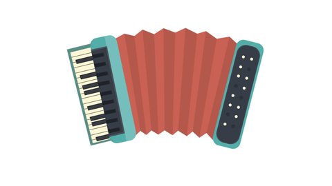 Accordion. Animation of accordion, musical instrument, alpha channel. Cartoon