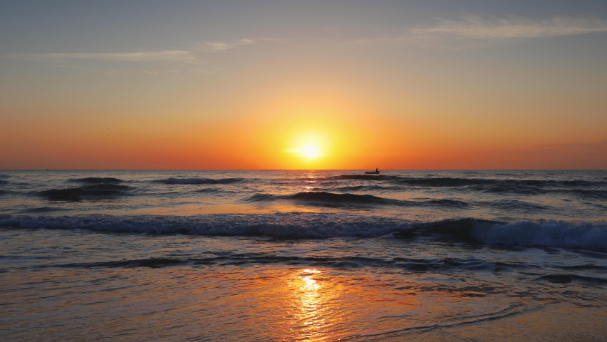 Sea sunrise over tropical island beach, exotic coast | Shutterstock HD Video #1064291836