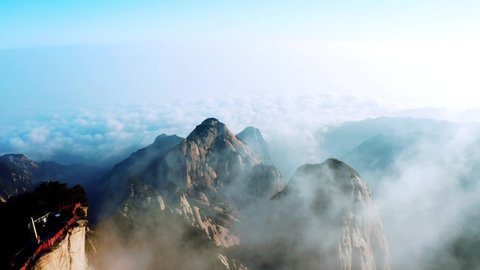 Aerial view of Huashan Mountain in China on Summer