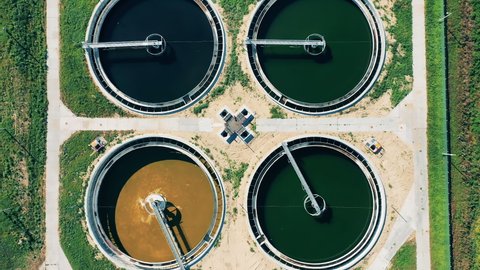 Top View Circular Clarifiers Located Sewage Stock Footage Video (100% ...