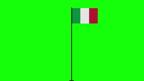 Italian flag waving animation green screen