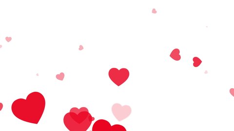 Red Hearts motion for Valentine's day Greeting love video. 4K Romantic looped animation on white background for Valentine's day, St. Valentines Day, Mother's day, Wedding anniversary invitation e-card
