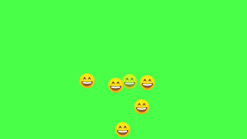 Happy emoji smile emotion on green background move up 4k footage. Cartoon character on green screen Royalty-Free Stock Footage #1064354206