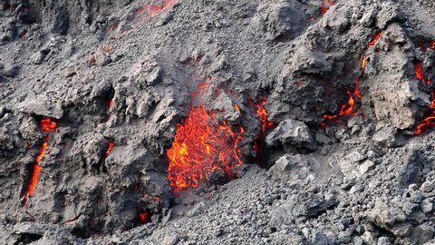 Falling rocks in a lava flow.