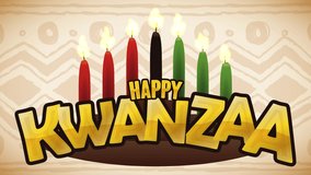 Traditional wooden Kwanzaa (meaning "first fruits") kinara (candlelight) with traditional candles and greeting message. Video animation 4K - Powered by Shutterstock - Get 15% off with code: PIKWIZARD15