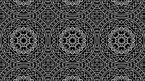 Abstract kaleidoscope balck and white background animation.Beautiful kaleidoscope tribal seamless pattern. Black and white background animation.