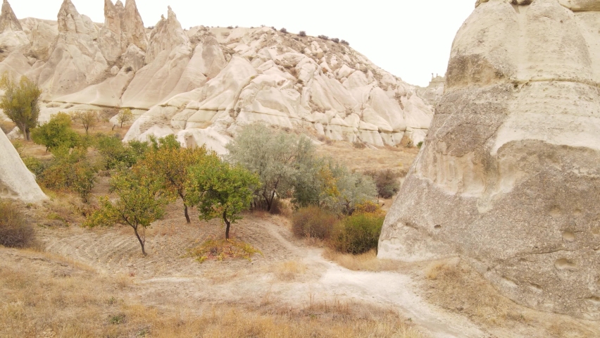 Cappadocia landscape aerial view. Turkey. Goreme National Park