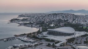 Establishing Aerial View Shot of Athens, Greece