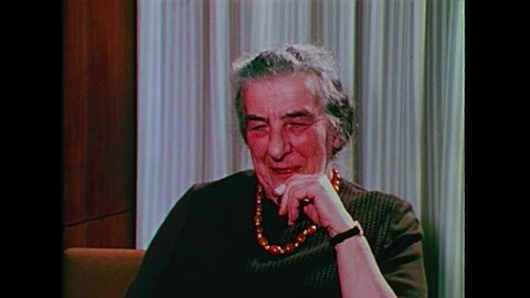 CIRCA 1970s - When asked about atrocities she saw committed against Jews in czarist Russia, Golda Meir discusses Jewish collective memory.