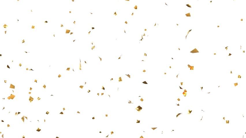 Confetti Golden Particle Glitter White Background. loop 3d render Royalty-Free Stock Footage #1064388943