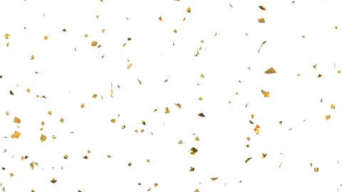 Confetti Golden Particle Glitter White Background. loop 3d render