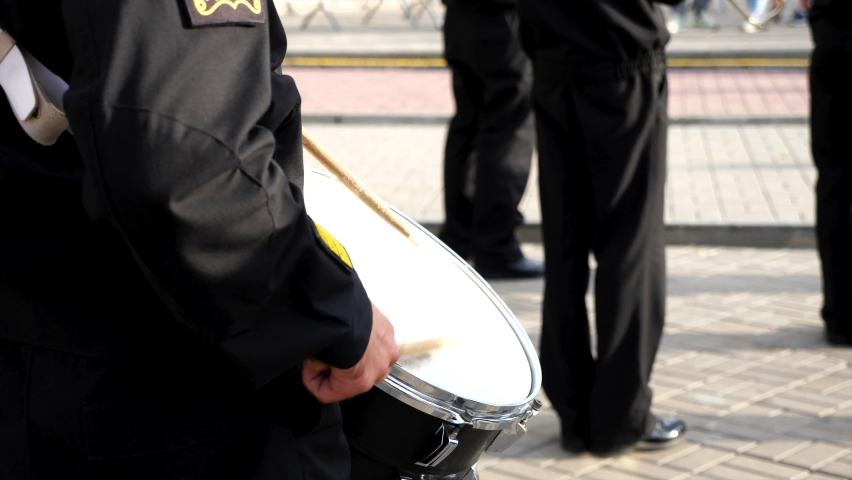 Military drum close-up. High quality 4k footage