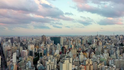 Paulista avenue, Sao Paulo. Aerial city landscape. Metropolitan capital city. Panorama view of city scenery. Metropolis landscaping. Cityscape  aerial view. Sao Paulo aerial Industrial urban district.