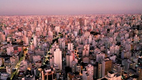 Paulista avenue, Sao Paulo. Aerial exotic landscape. Metropolitan capital city. Panorama view of city scenery. Metropolis landscaping. Cityscape  aerial view. Exotic aerial Industrial urban district.