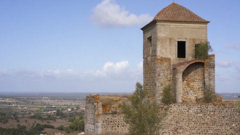 Montemor o Novo historic castle tower in stone, in Portugal