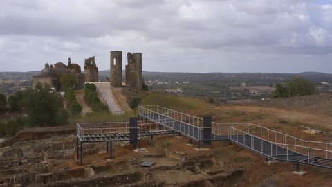Historic city castle of Montemor o Novo in ruins in Alentejo, Portugal