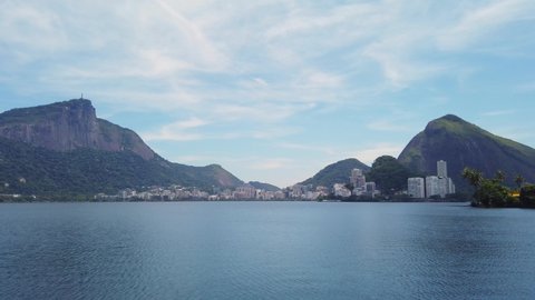 view of Rodrigo de Freitas Lagoon in Rio de Janeiro Brazil.