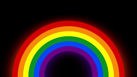 LGBTQ rainbow flag with neon light.