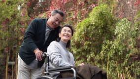 The old man pushed the wheelchair's wife - Powered by Shutterstock - Get 15% off with code: PIKWIZARD15