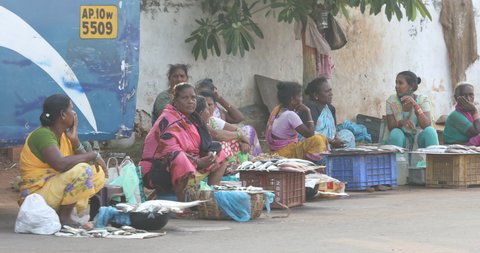Women Selling Fish at Market Vizag Andhra Pradesh India 22nd Nov 2020