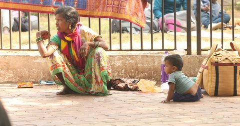 Indian Poor people on a Footpath Vizag Andhra Pradesh India 1st Dec 2020