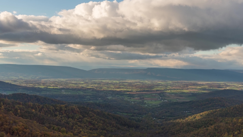 Shenandoah National Park, VA, Clouds and Mountains Shadow Timelapse Wide View