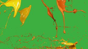 Orange - yellow  paint throws paint splash , splatter in slow motion closeup.green screen . chroma key  - Powered by Shutterstock - Get 15% off with code: PIKWIZARD15