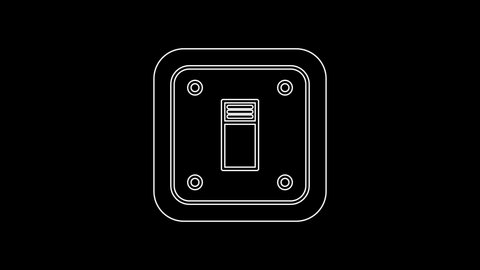 White line Electric light switch icon isolated on black background. On and Off icon. Dimmer light switch sign. Concept of energy saving. 4K Video motion graphic animation
