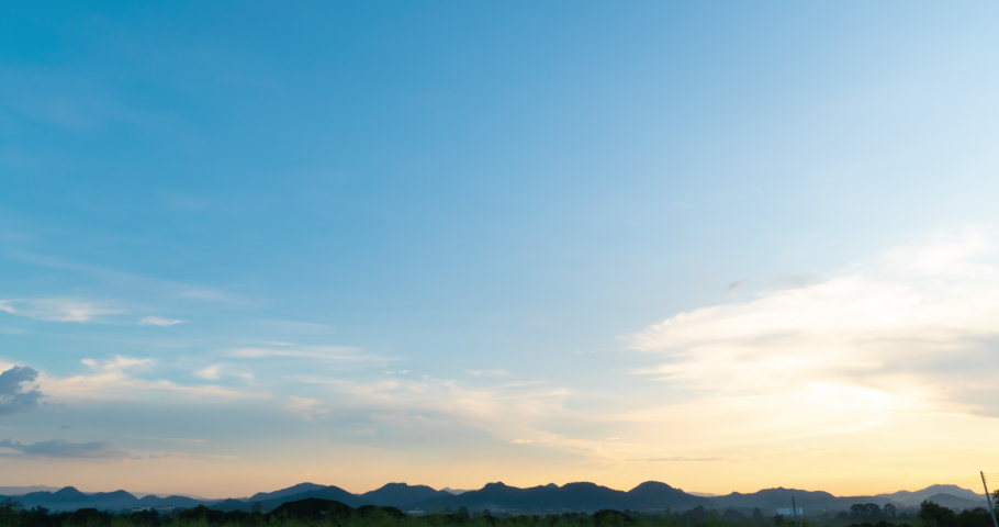 Time lapse of very light clouds on sunset time