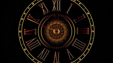 Number decreasing from 20 to 1. Clock countdown 20 to 0 midnight . Christmas clock isolated on black background. golden glamour style clock counting last moments before Christmas or New Year.